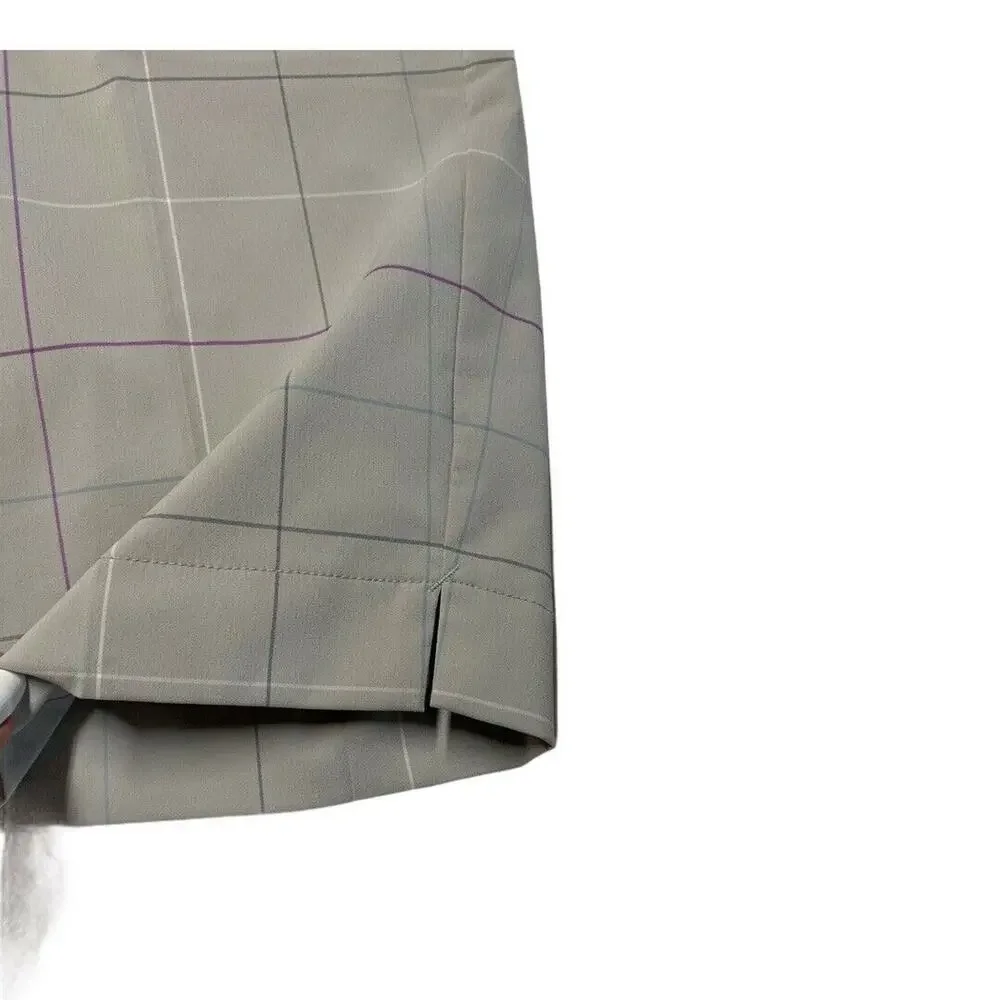 Nike Women Golf Dri-Fit under knee Pants Sz 4 Gray Plaid flat front